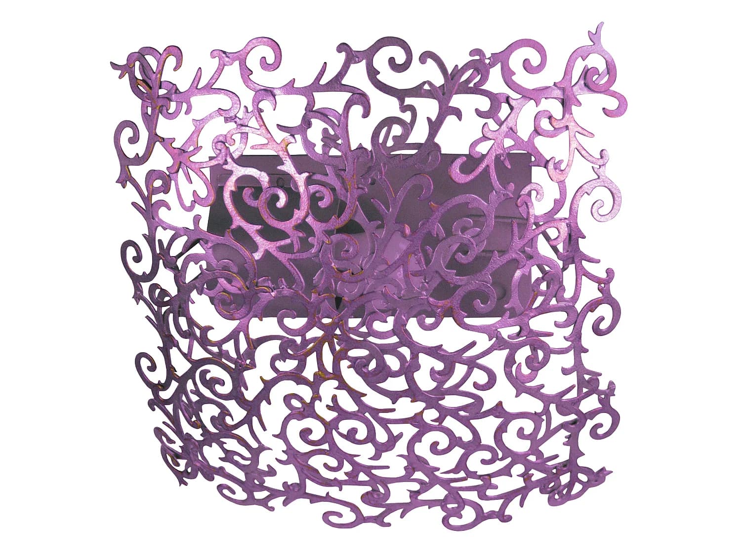 Plafonnier carré métal lys violet or 30 cm..