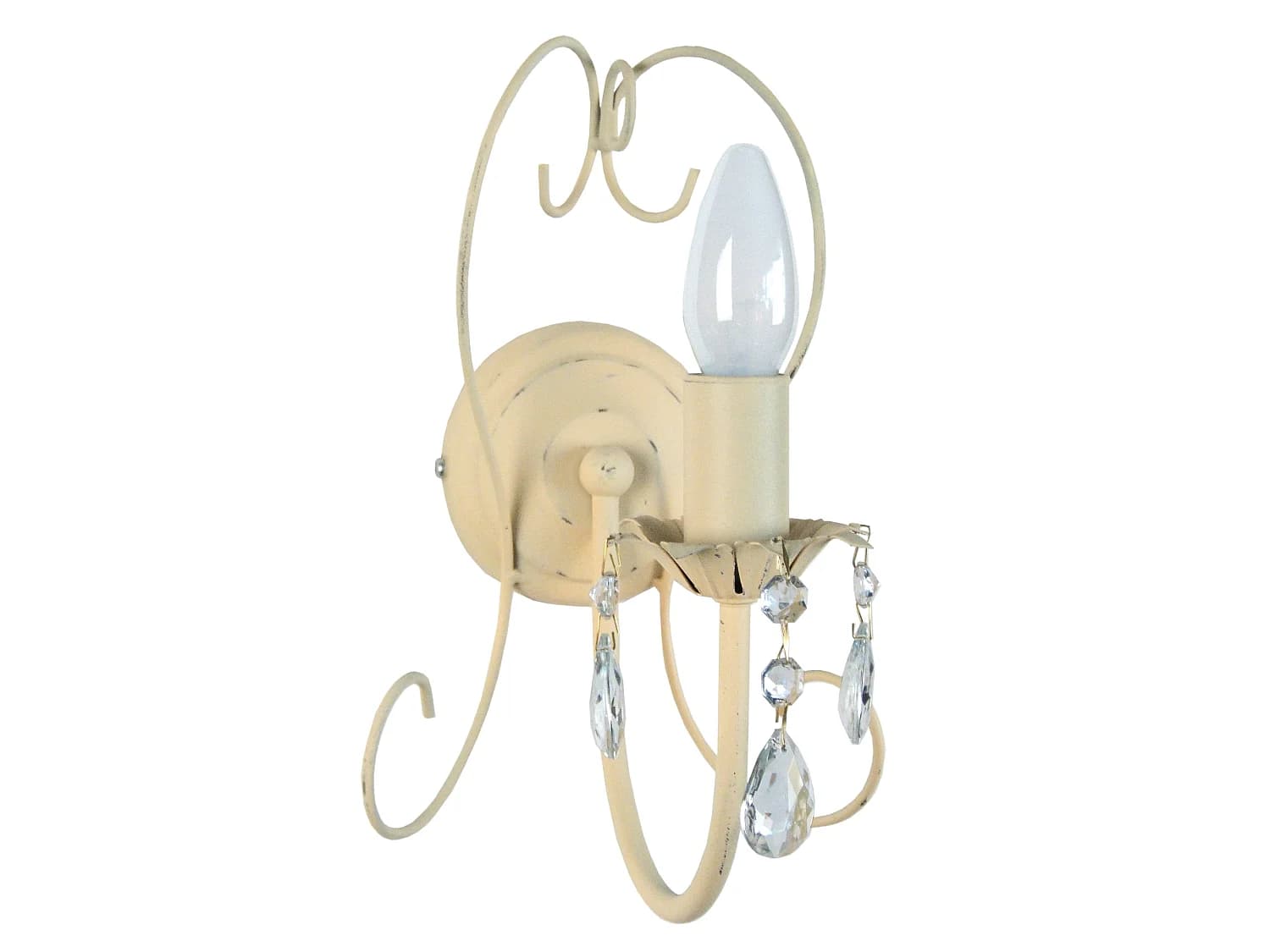 Applique bougie métal beige 9 cm.