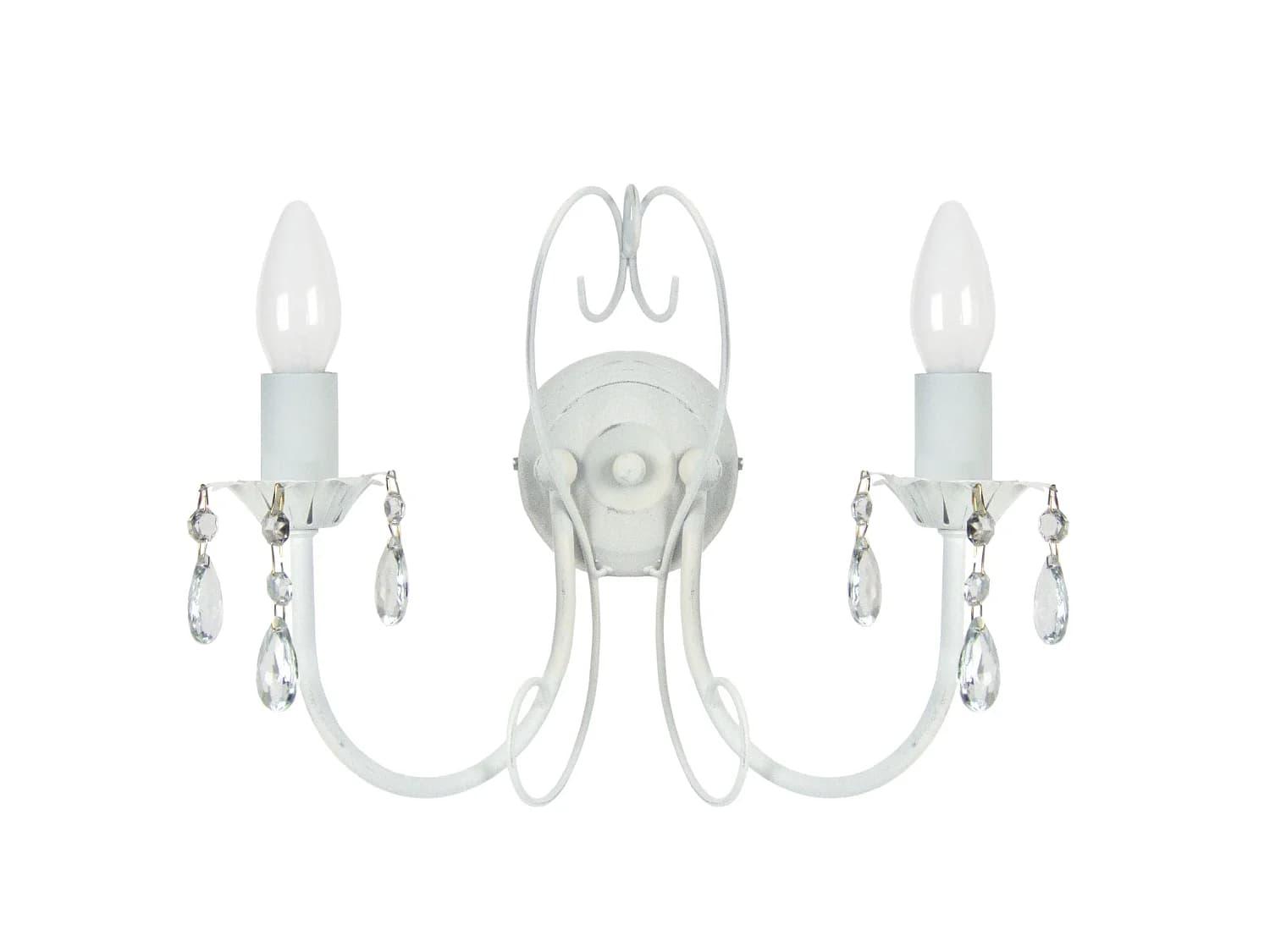 Applique double bougie métal ivoire 9 cm.