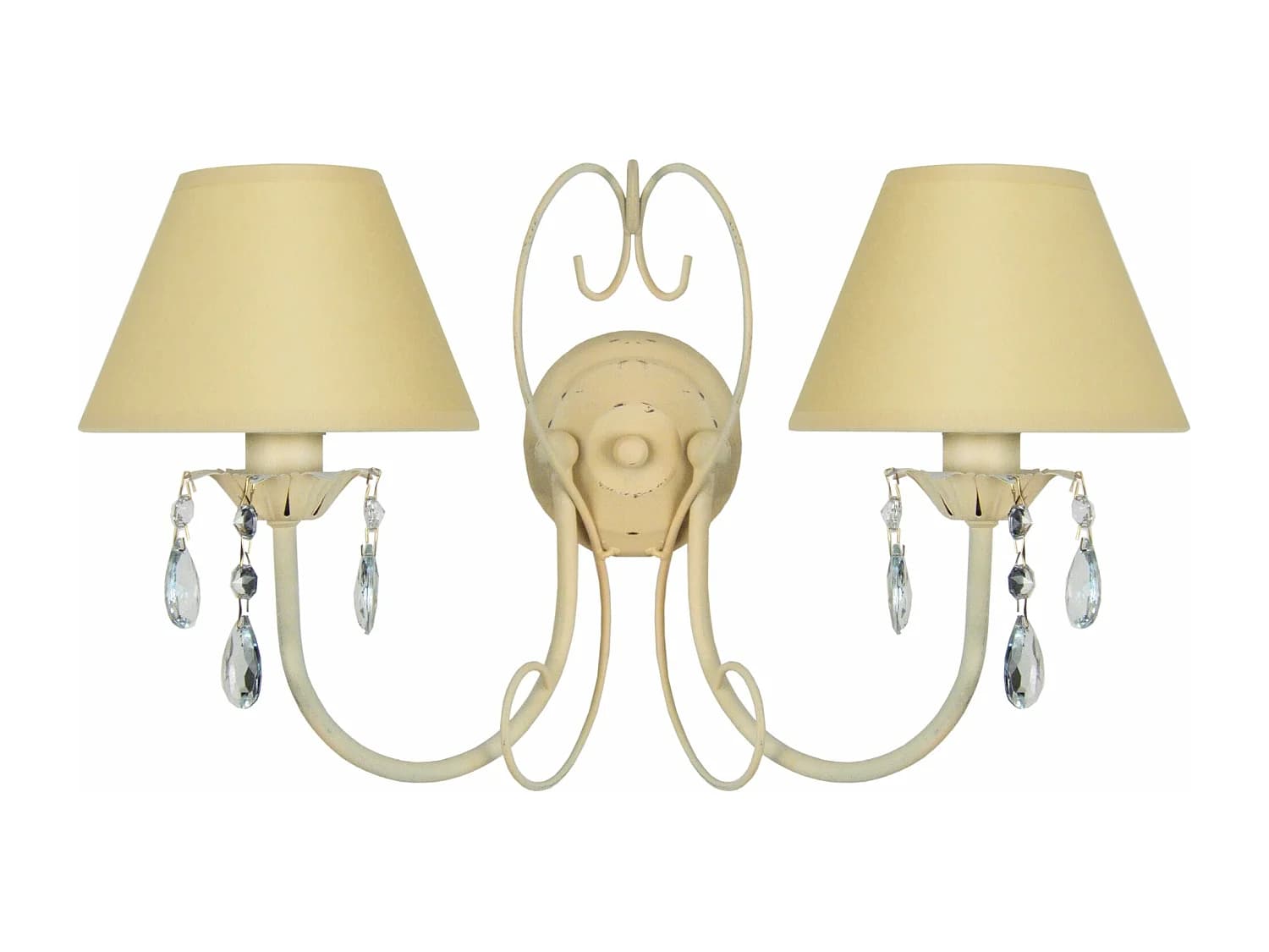 Applique métal beige double bougie 9 cm.