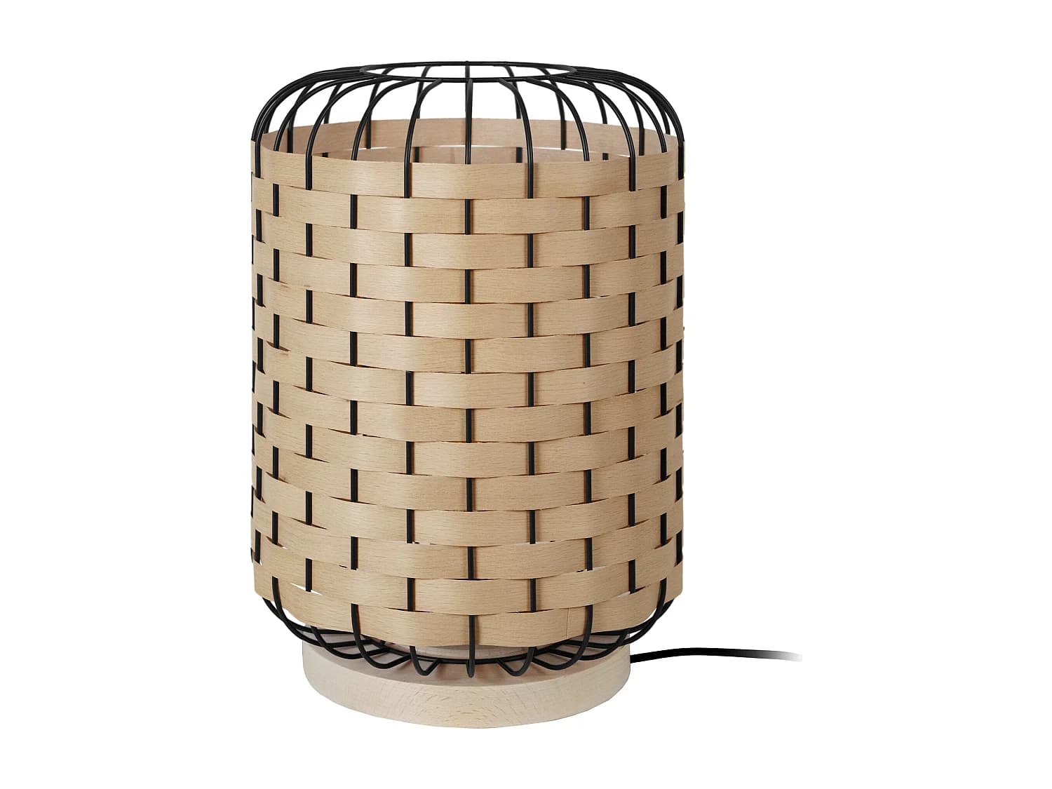 Lampe a Poser TOSEL ,bois, Noir ,H40xD26xP26cm