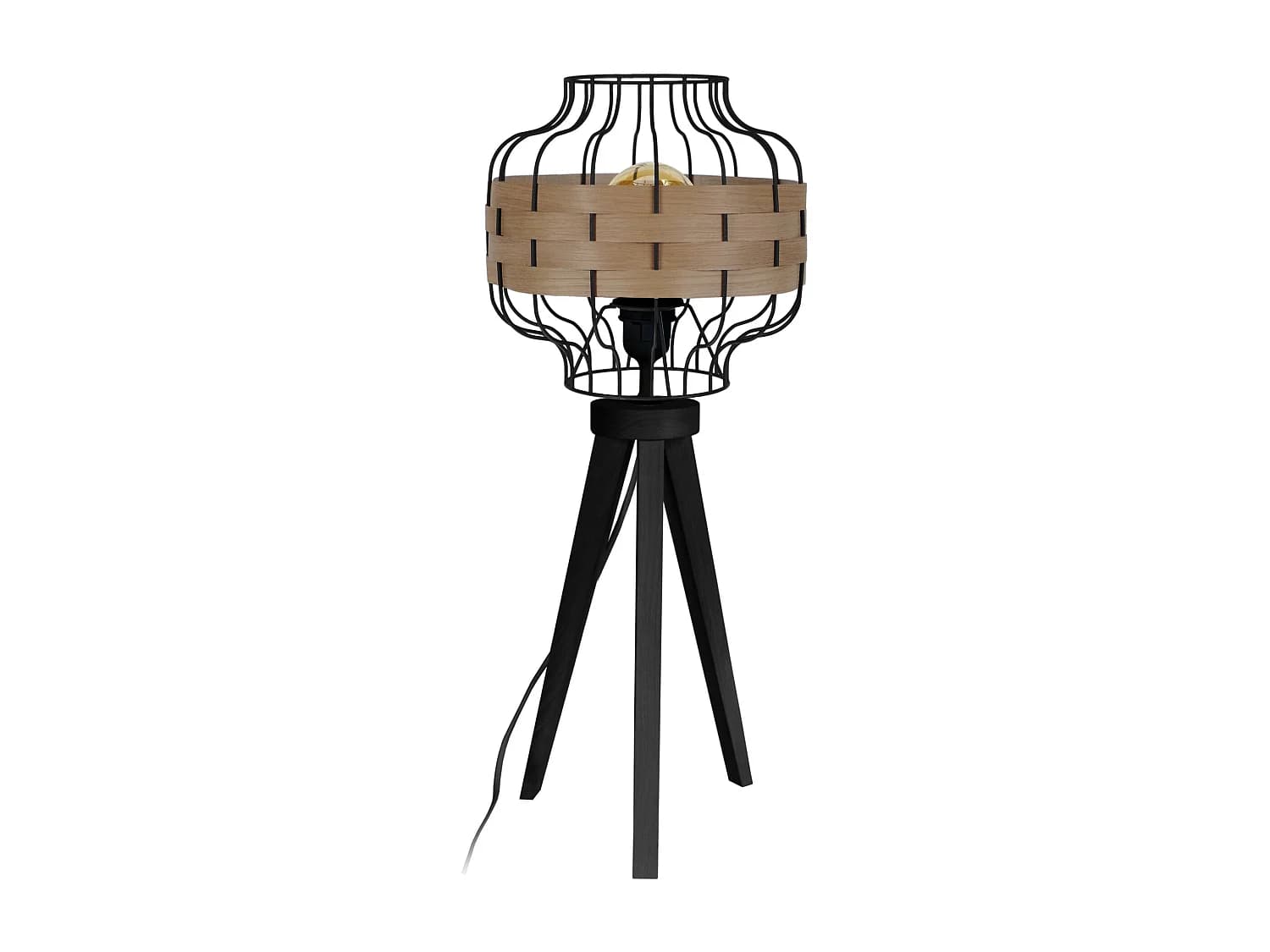 Lampe a Poser TOSEL ,bois,foncé ,H58xD 25xP25cm