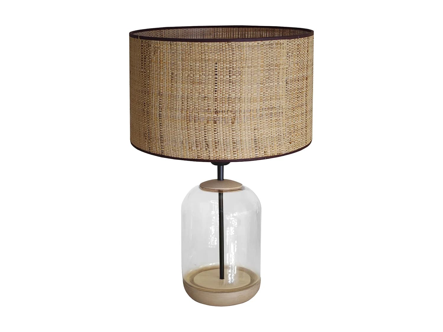 Lampe de Salon TOSEL ,bois,verre,naturel,H53x D35xP35cm