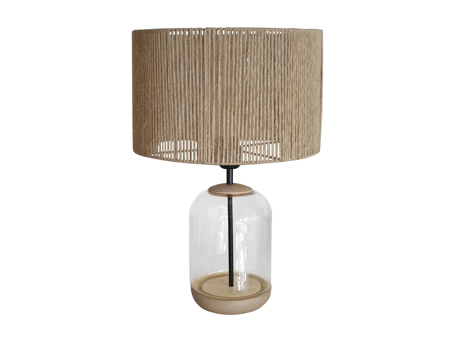 Lampe de Salon TOSEL ,bois,verre,naturel, H53xD35xP35cm