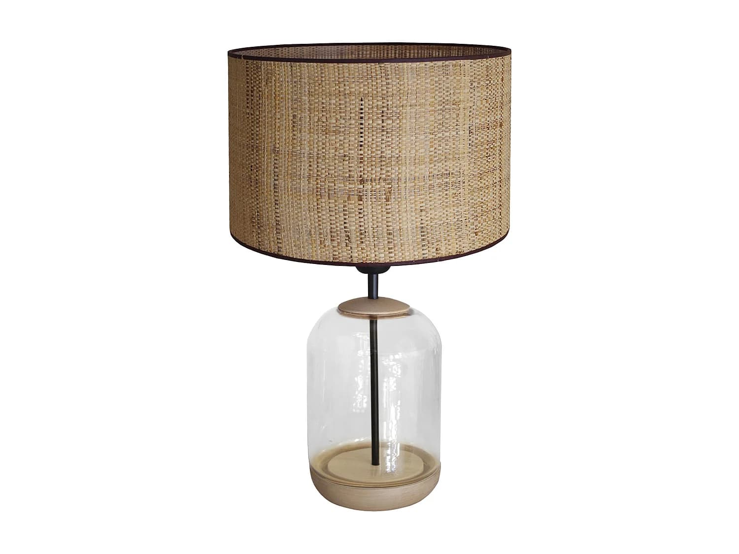 Lampe a Poser TOSEL ,bois,verre,naturel,H50x D30xP30cm
