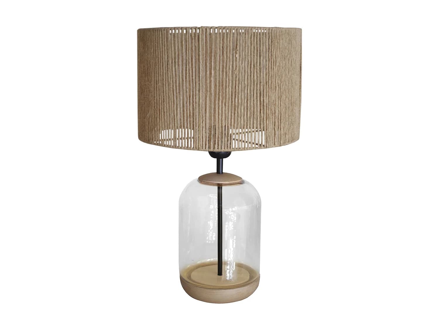 Lampe de Chevet TOSEL ,bois,verre,Transparent ,H41xD25x P 25cm