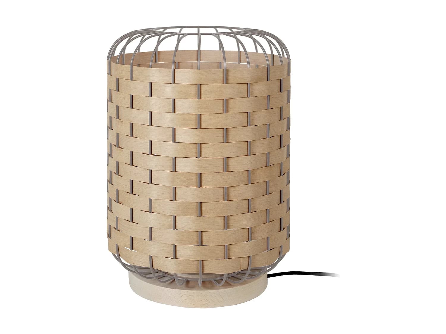 Lampe a Poser TOSEL ,bois,Gris ,H40xD26xP 26cm