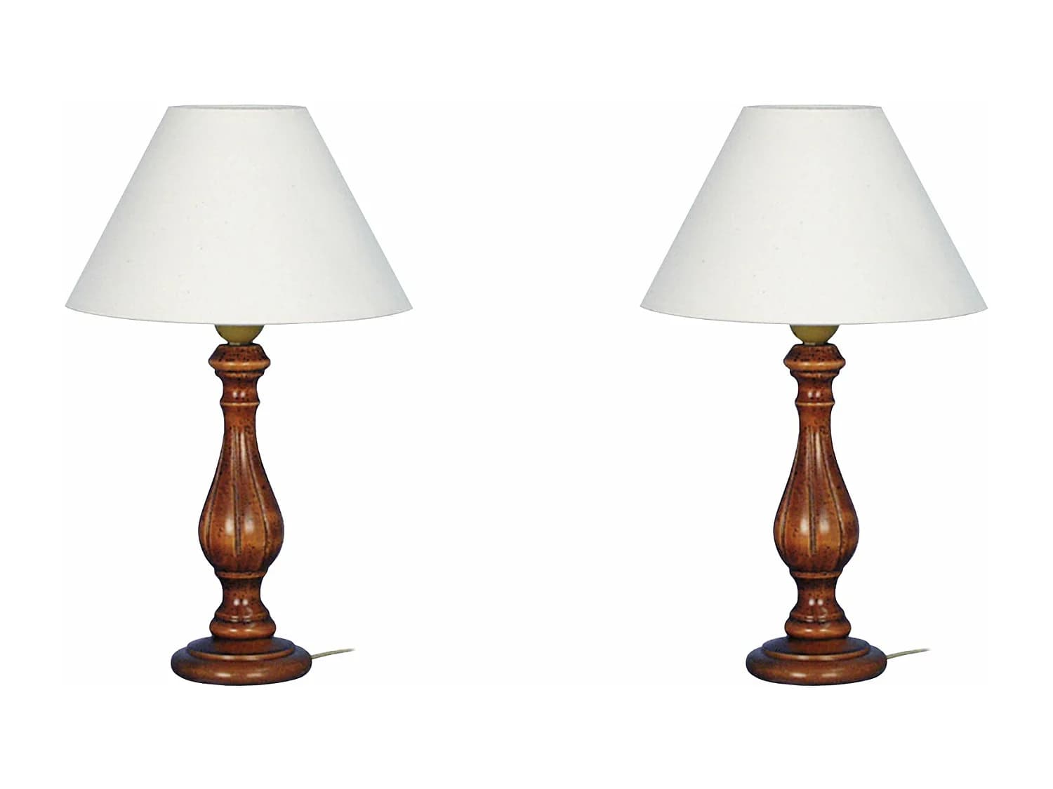 Pair de Lampes de chevet colonne,coupes bois foncé 40 cm.