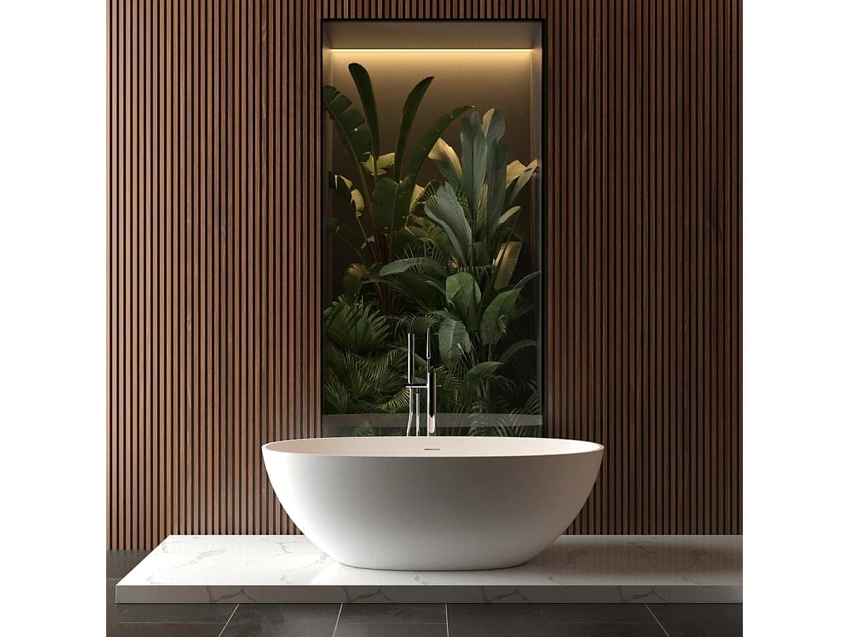 Baignoire îlot design en solid surface ovale MALMO 165 cm