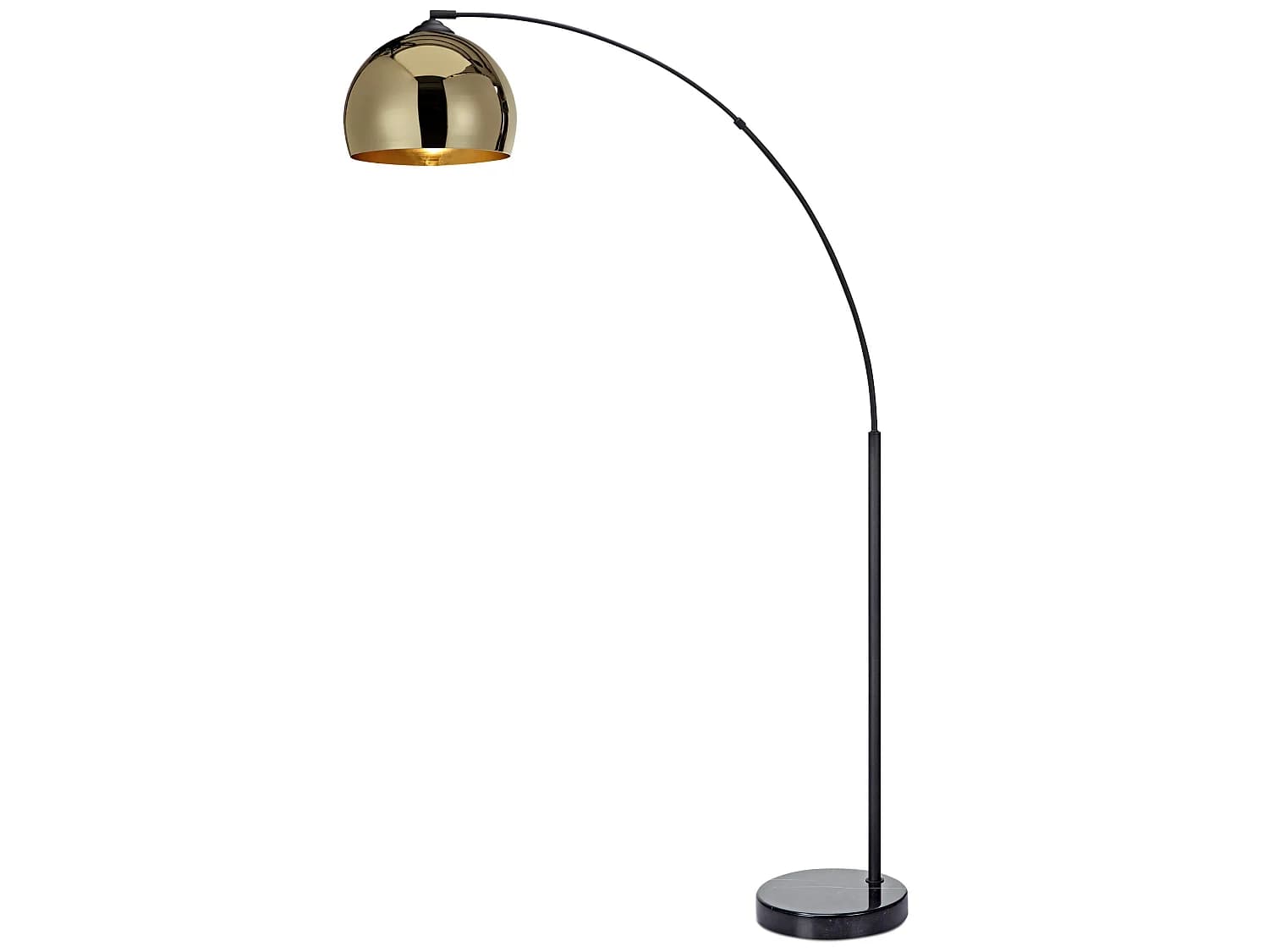 Lampadaire Arquer arc lampe de salon abat-jour doré pied marbre noir