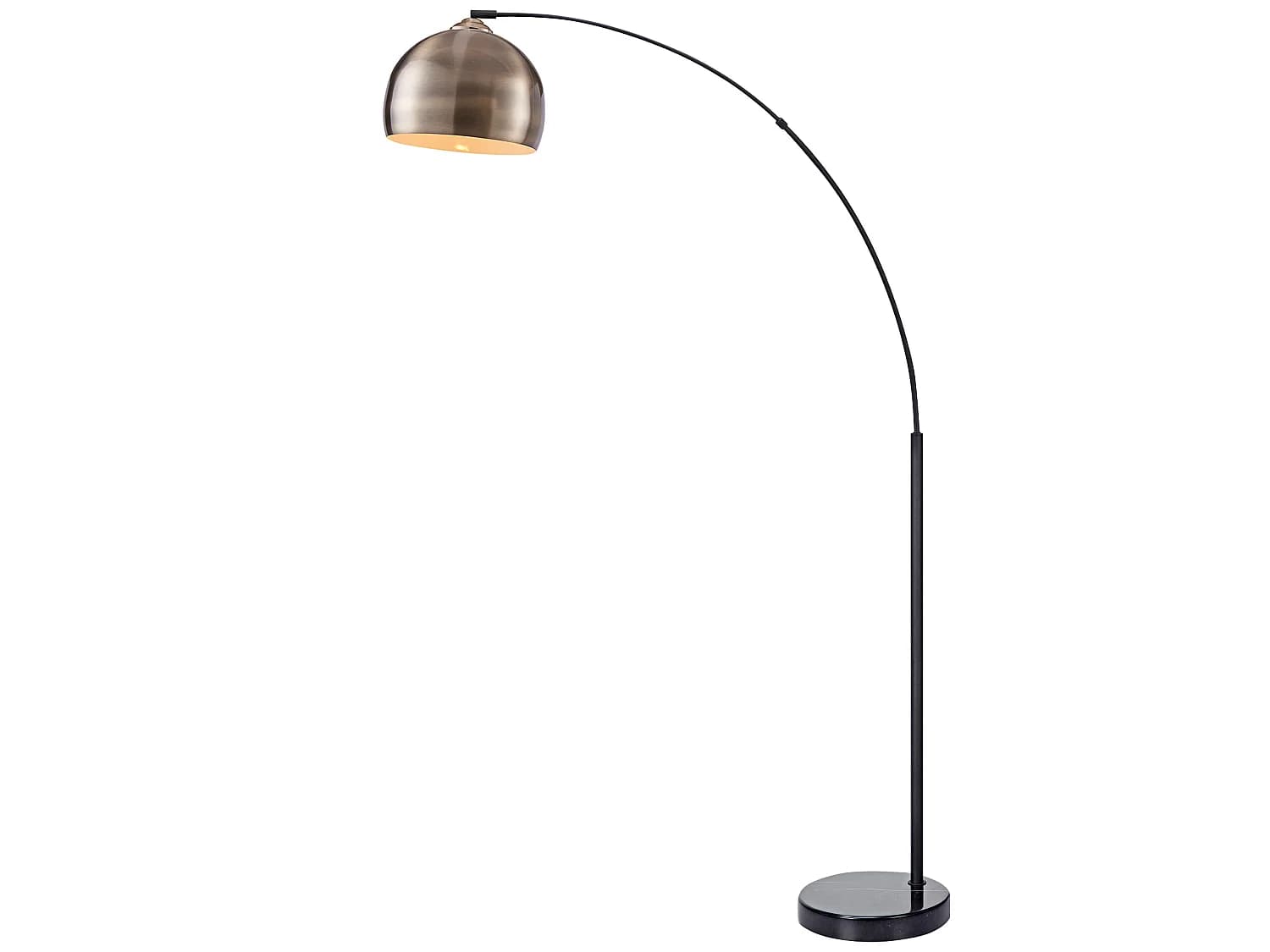 Lampadaire Arquer arc lampe de salon abat-jour bronzée pied marbre noir