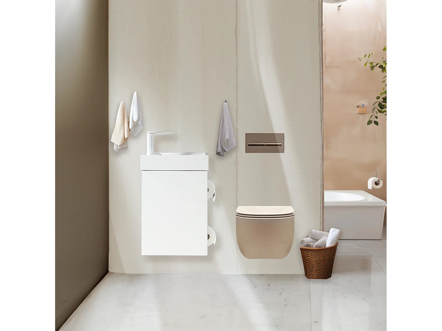 Lave main blanc laqué 40 cm Aquaba