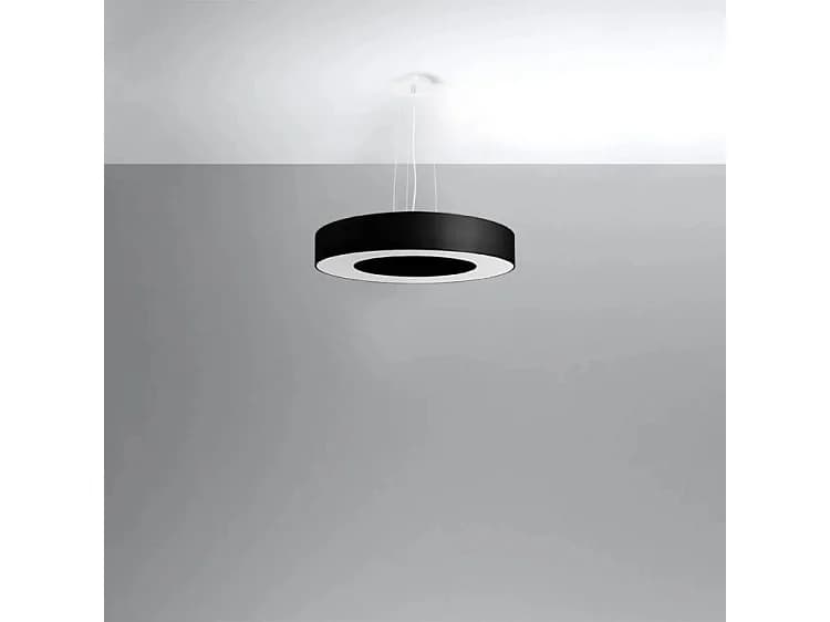Lustre Saturno Minimaliste En Tissu/Pvc/Acier - 5 Sources Lumineuses - L.50 X H.102 Cm - Noir