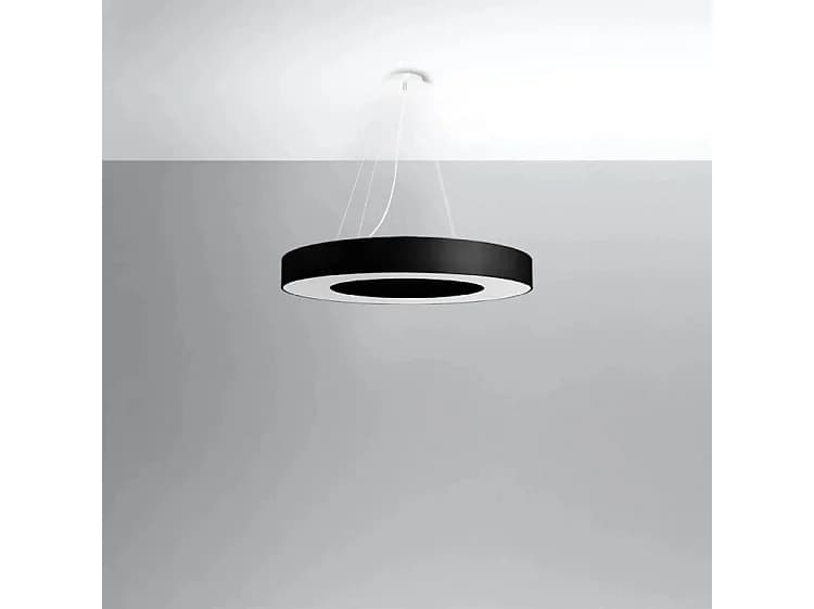 Lustre Saturno Minimaliste En Tissu/Pvc/Acier - 6 Sources Lumineuses - L.70 X H.102 Cm - Noir