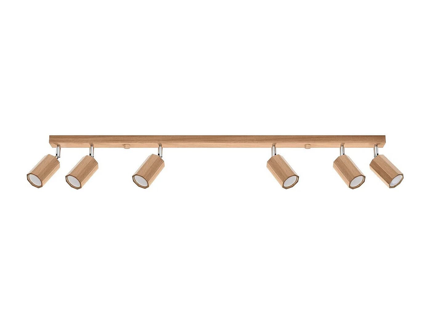 Plafonnier Zeke Scandinave En Bois - 6 Sources Lumineuses - L.120 X H.20 Cm - Chêne