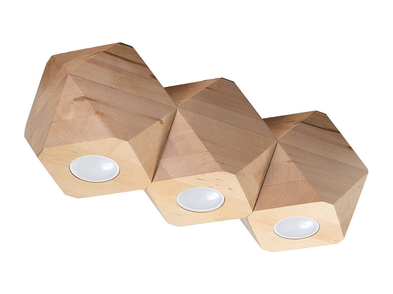 Sollux Lighting Woody Downlight monté en surface, bois naturel, 3x GU10