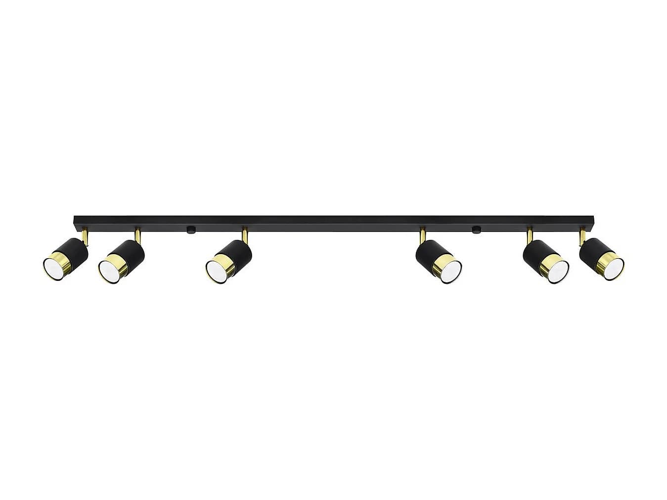 Plafonnier Nero Moderne En Acier - 6 Sources Lumineuses - L.117 X H.18 Cm - Or Noir