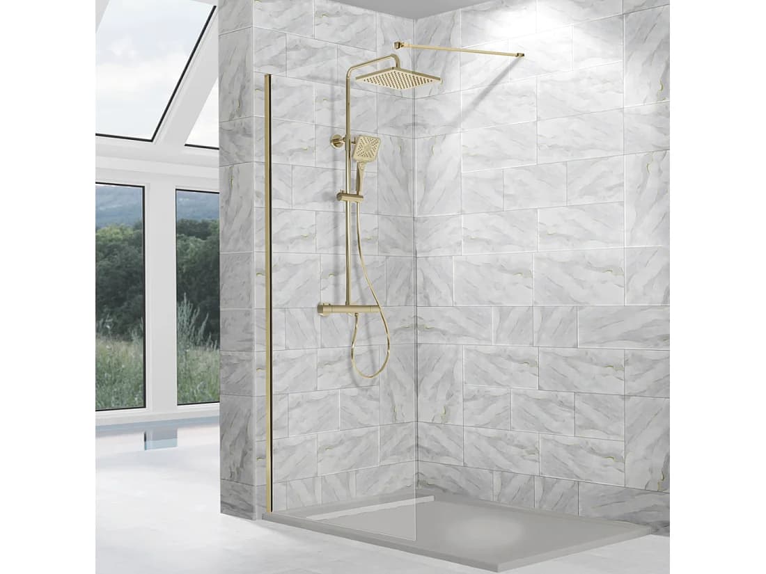 Paroi de douche fixe FRESH avec profil OR BROSSÉ 70 cm