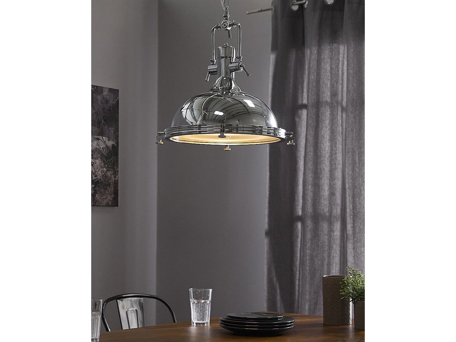 Lampe suspension EBRON Métal Argenté