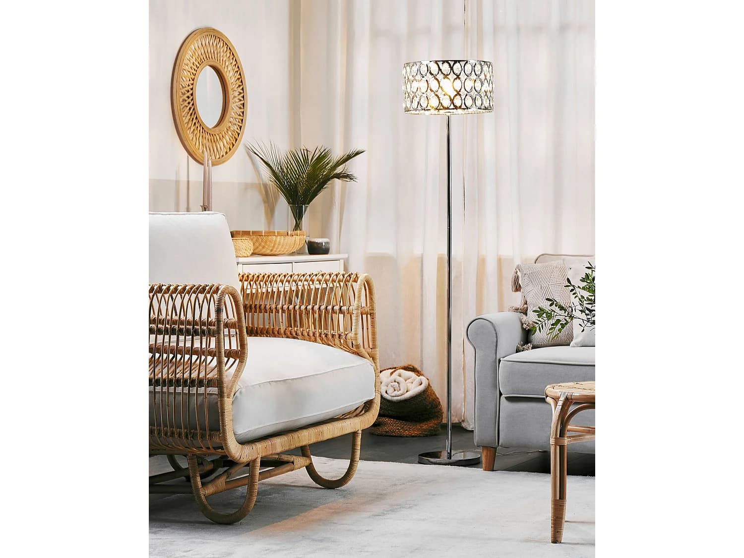 Lampadaire TENNA Cristal Argenté