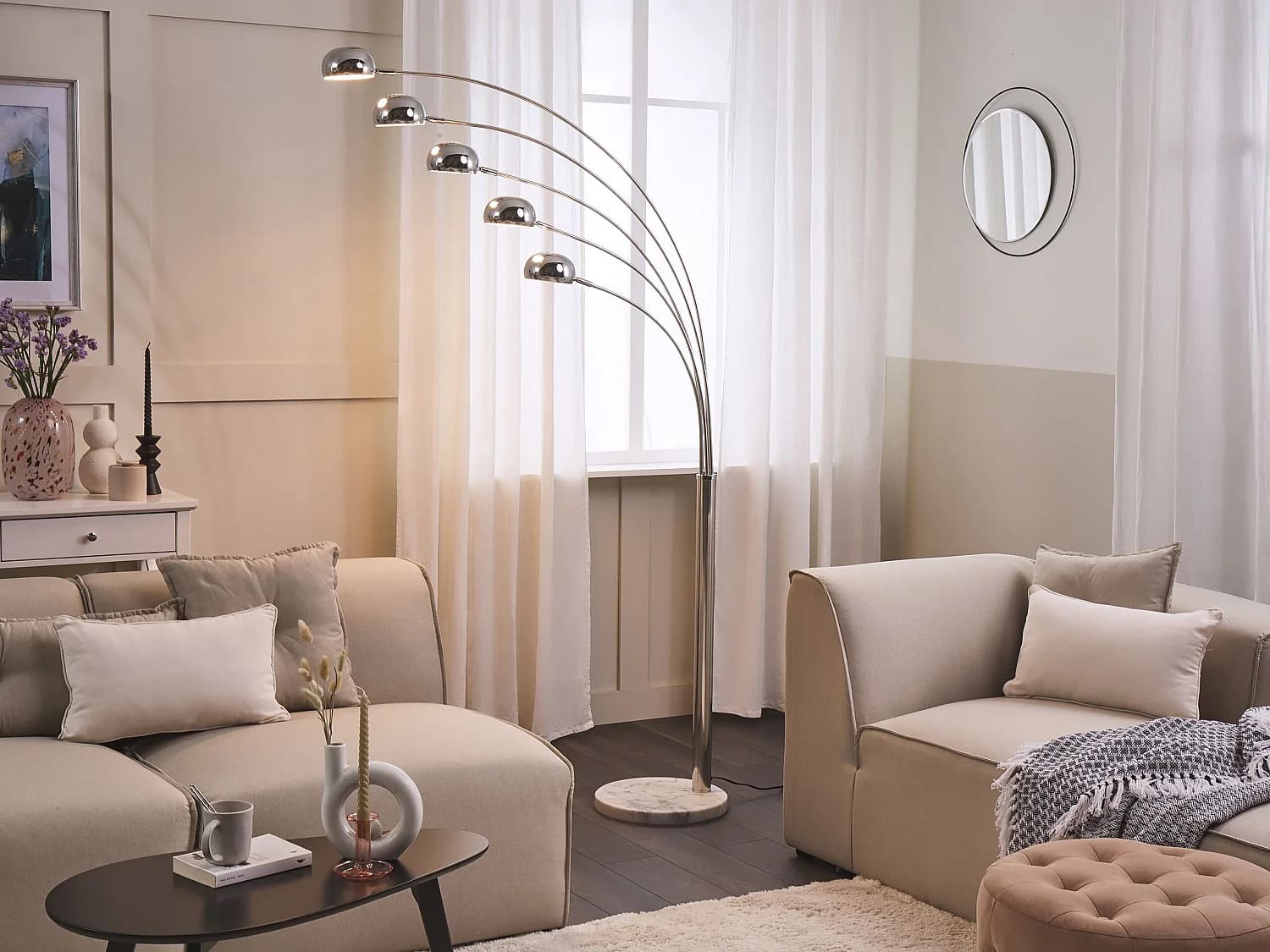 Lampadaire FLINDERS Réglable Métal Argenté