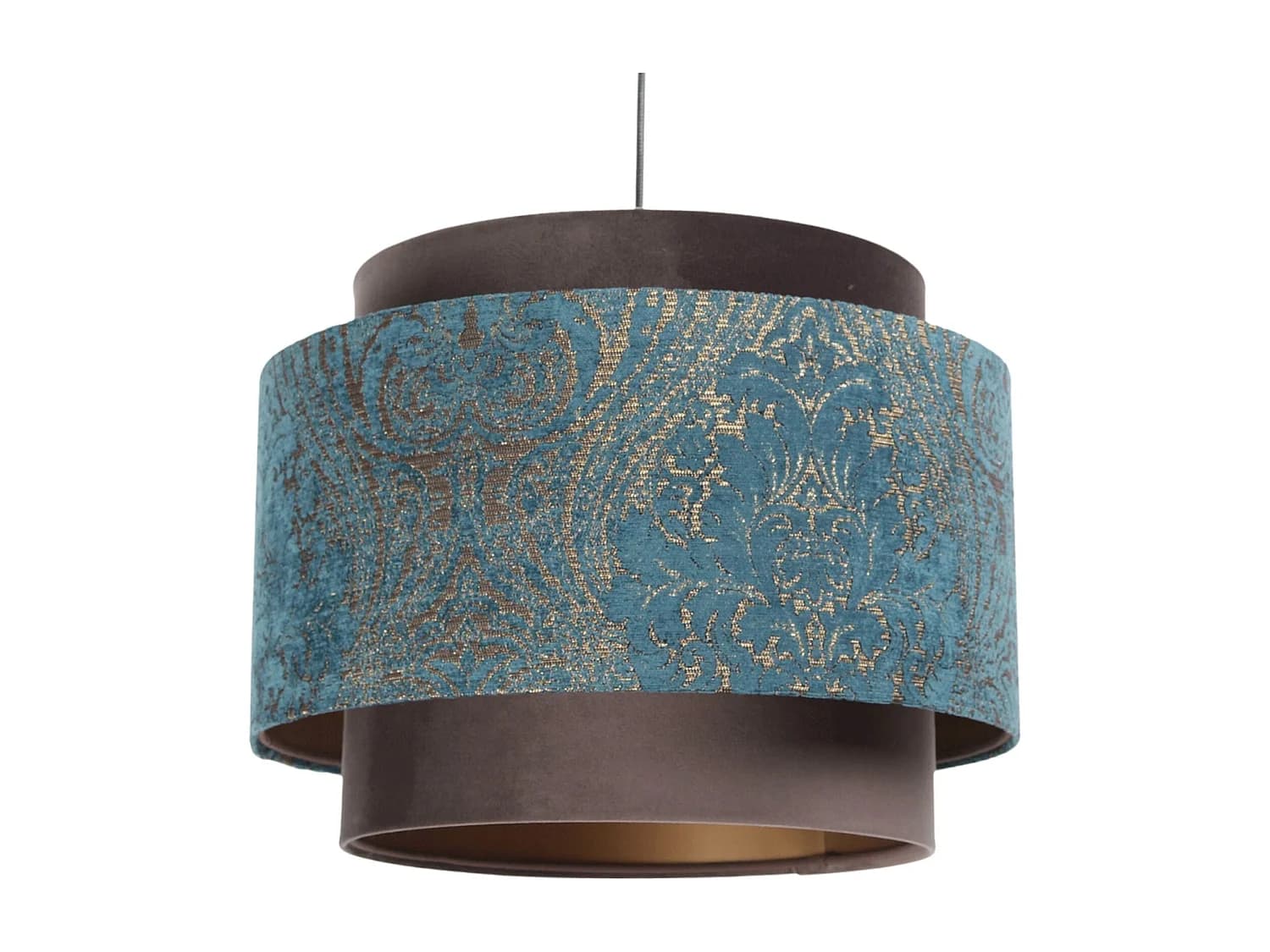 Suspension Extérieur à motif doré cuivré et bleu, intérieur cuivré