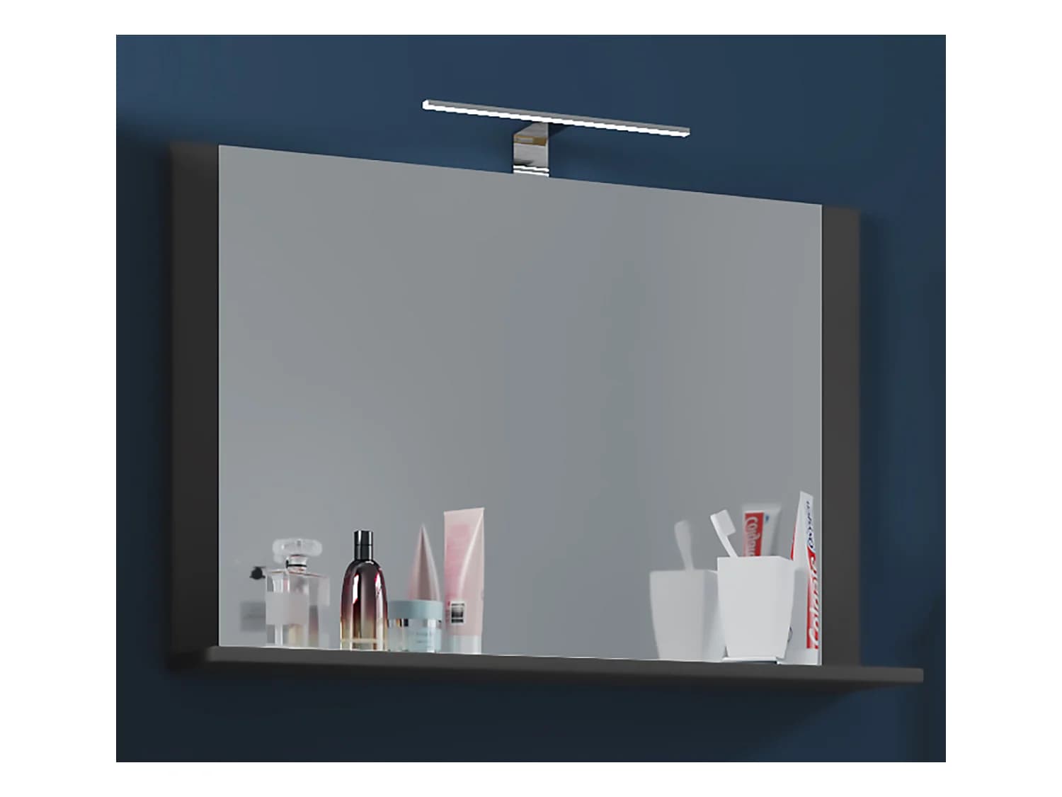 VCM miroir de salle de bain miroir mural miroir suspendu salle de bain miroir Lendas étagère (anthracite|80)