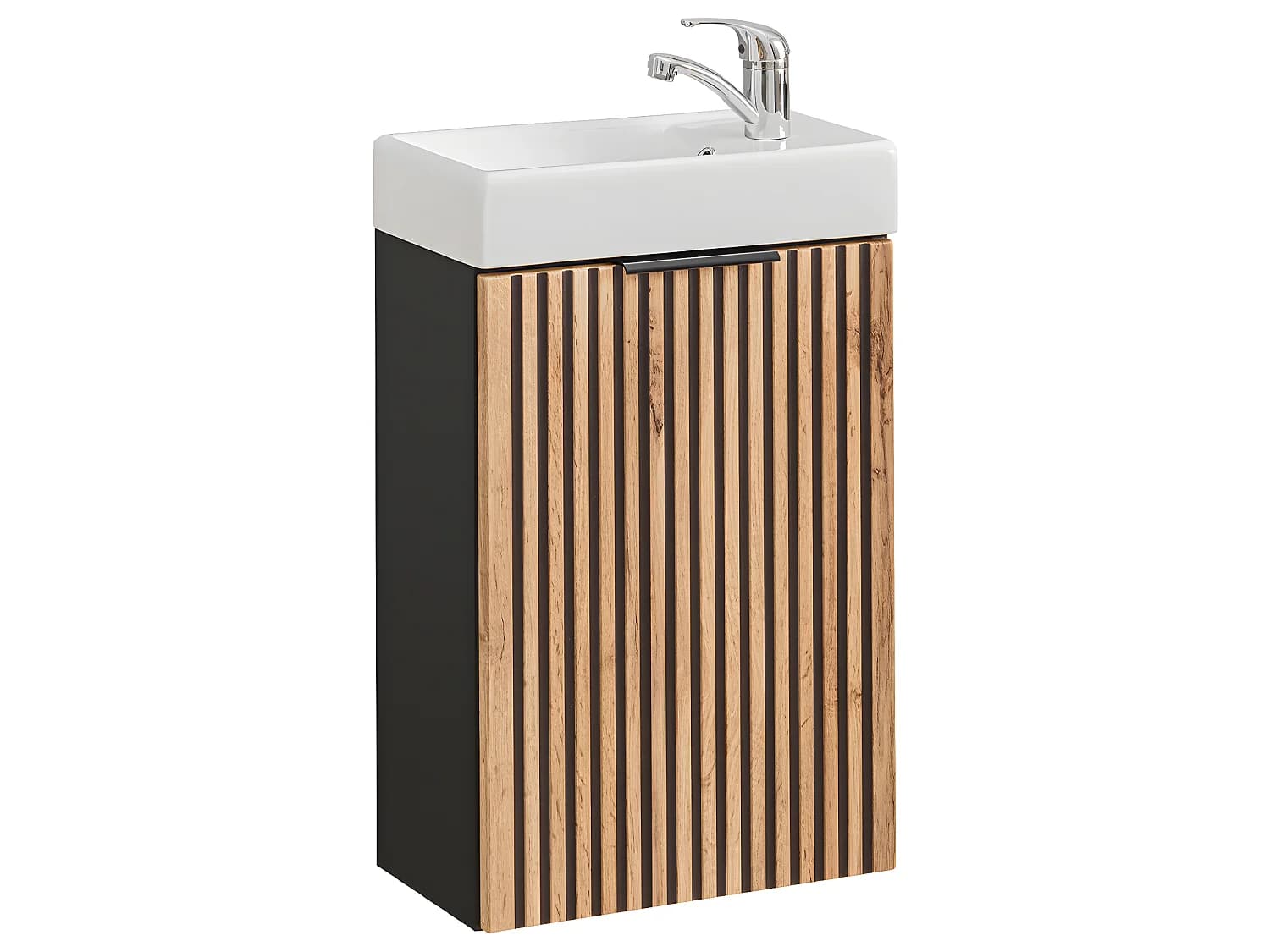 Meuble lave-mains 40cm 1 porte Gaia Bois et Noir