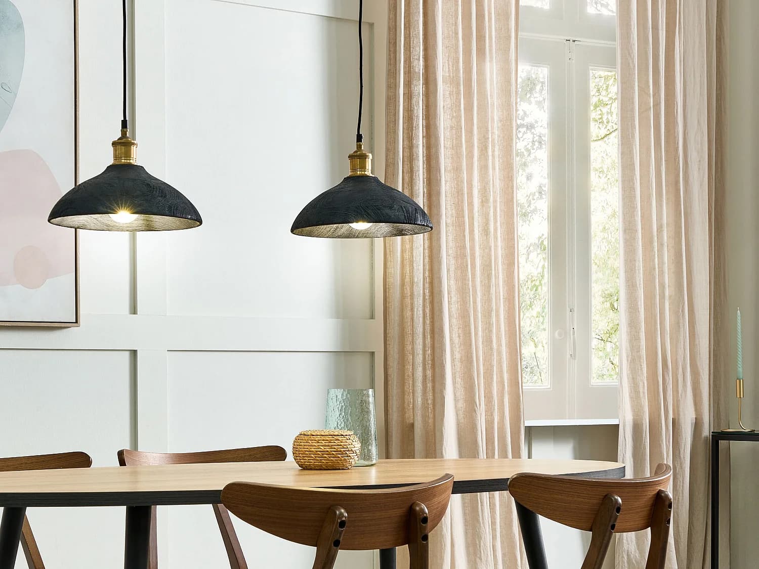 Lampe suspension CHEYYAR Bois de manguier Noir