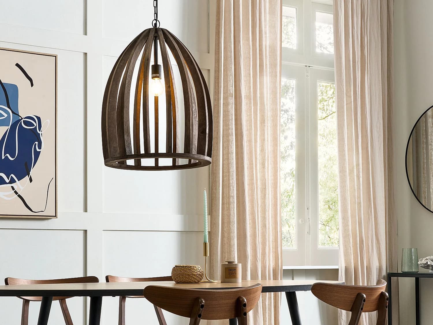 Lampe suspension MANAIR Bois de manguier Marron foncé