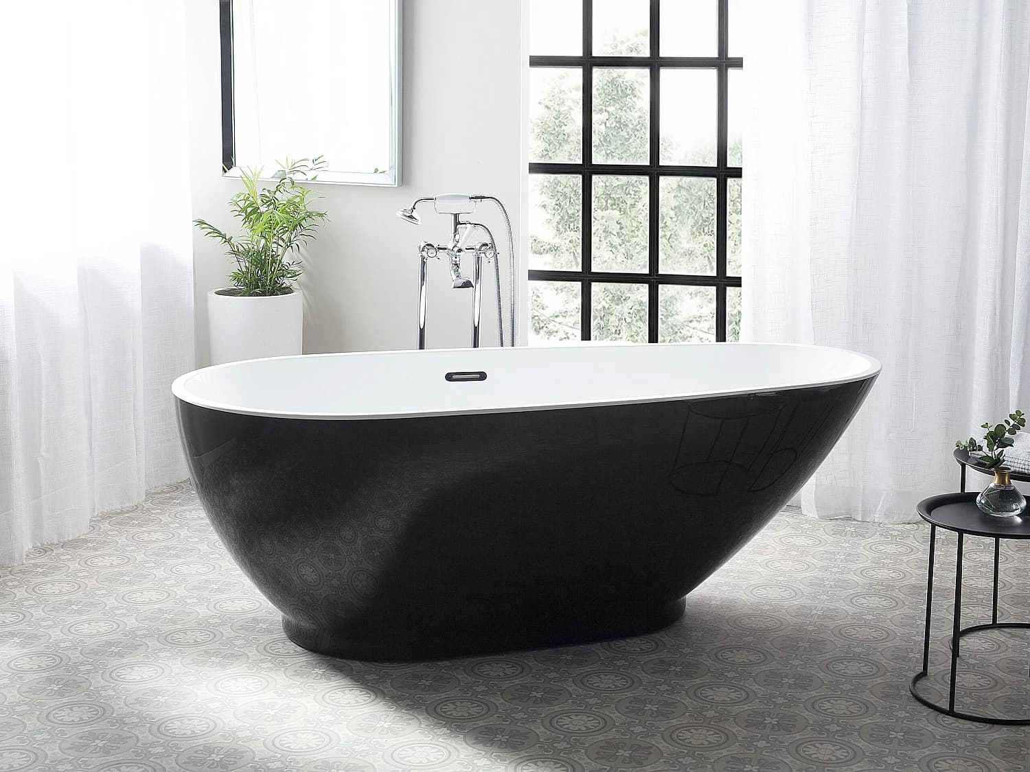 Baignoire îlot GUIANA 173 x 82 cm Noir/blanc