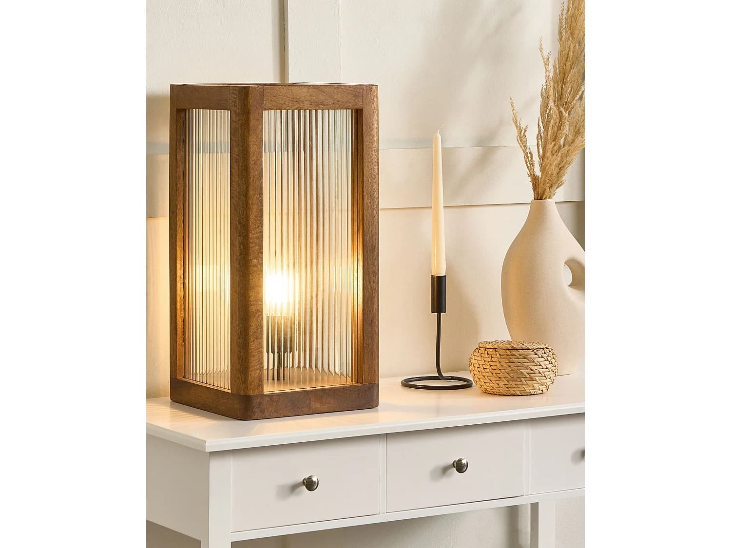 Lampe à poser KOLIDAM Bois de manguier Marron