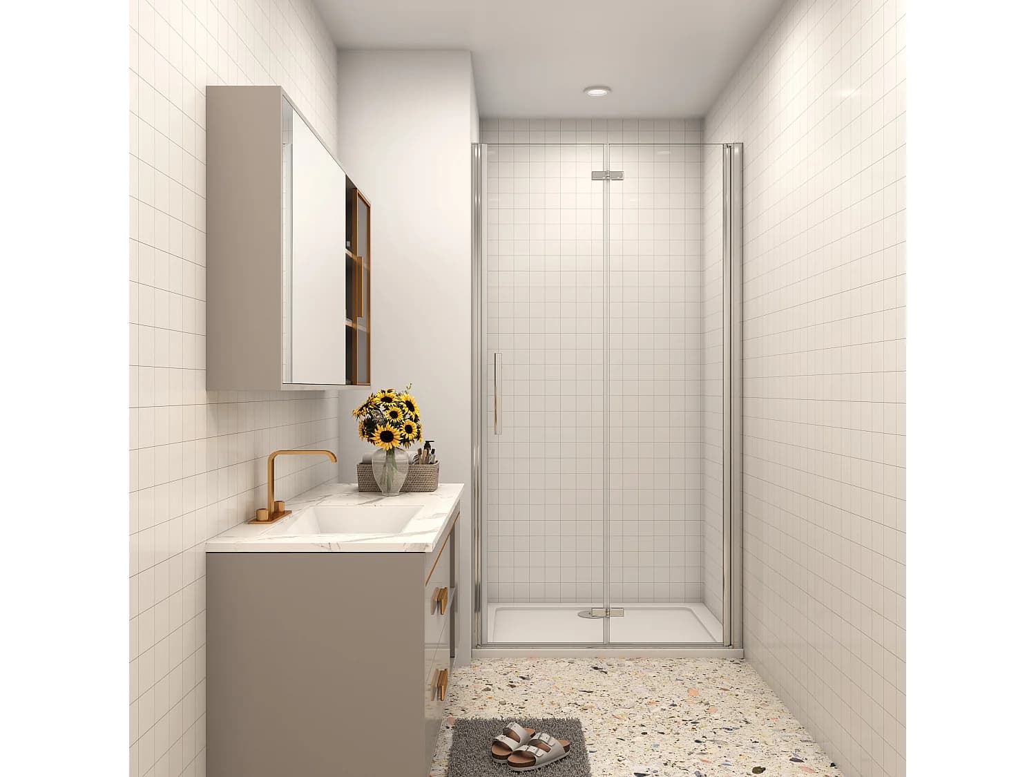 AICA porte de douche 120x185cm 6mm verre clair trempé sécurit