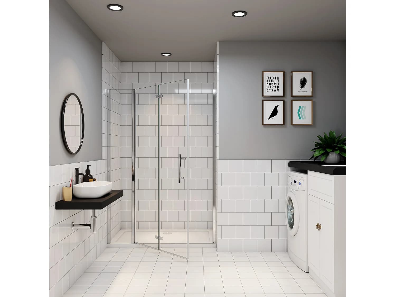 AICA porte de douche 120x185cm en verre anticalcaire 2 verres mobile et un verre fixé
