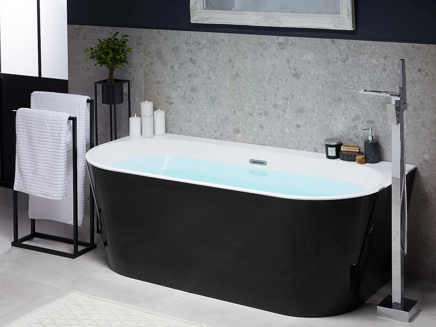 Baignoire HARVEY 170 x 80 cm Noir/blanc
