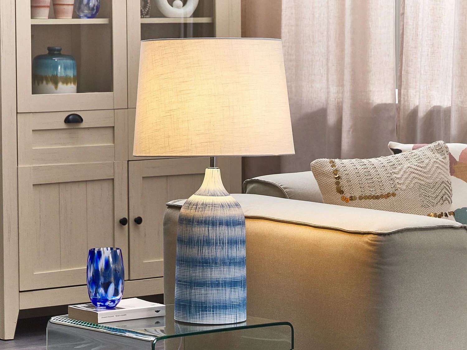Lampe à poser GEORGINA Céramique Bleu