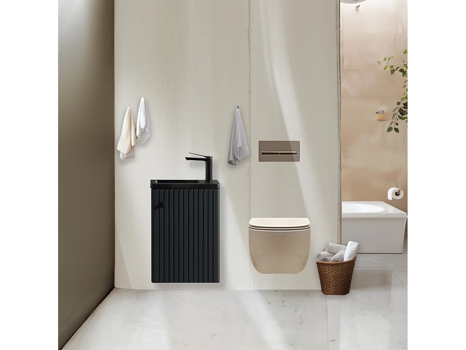 Meuble salle de bain lave-main Aquanero 40 cm finition noir
