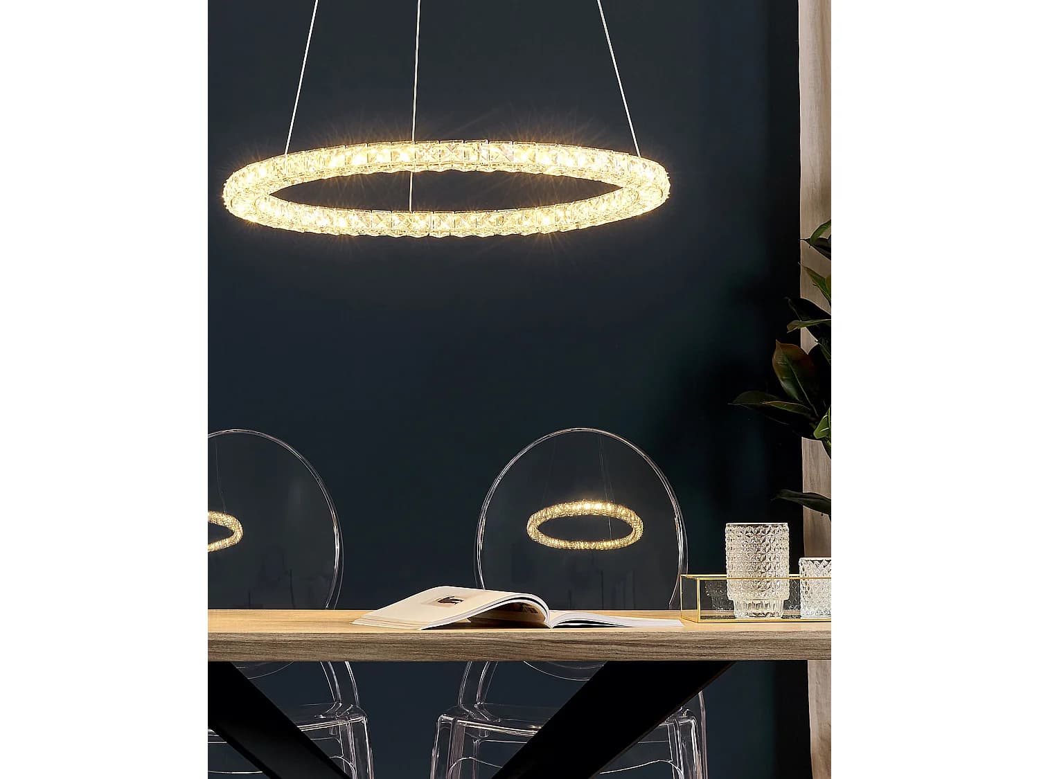 Lampe LED suspendue MAGAT Cristal Argenté