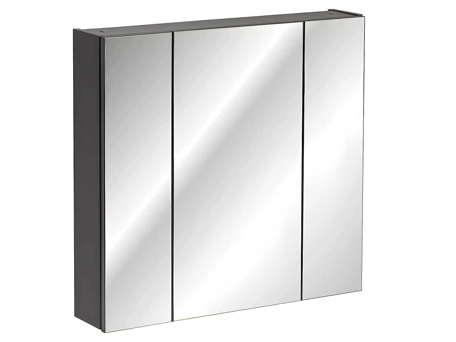 Armoire de salle de bain avec miroir murale - Gris diamant - L80-H75-P16 - MARSEILLA