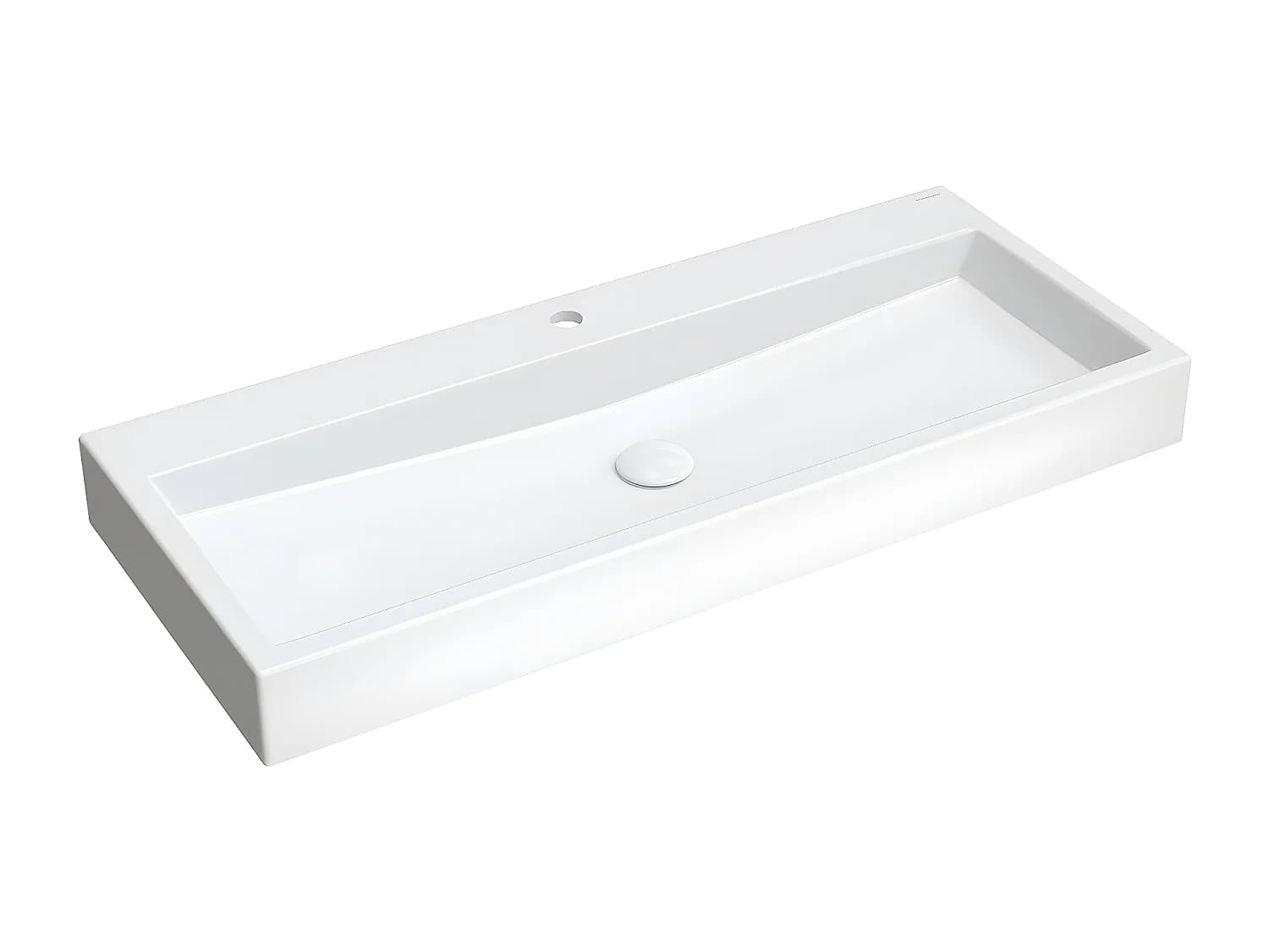 Vasque murale THASOS 100 x 42 cm blanc brillant bonde de vidage incluse