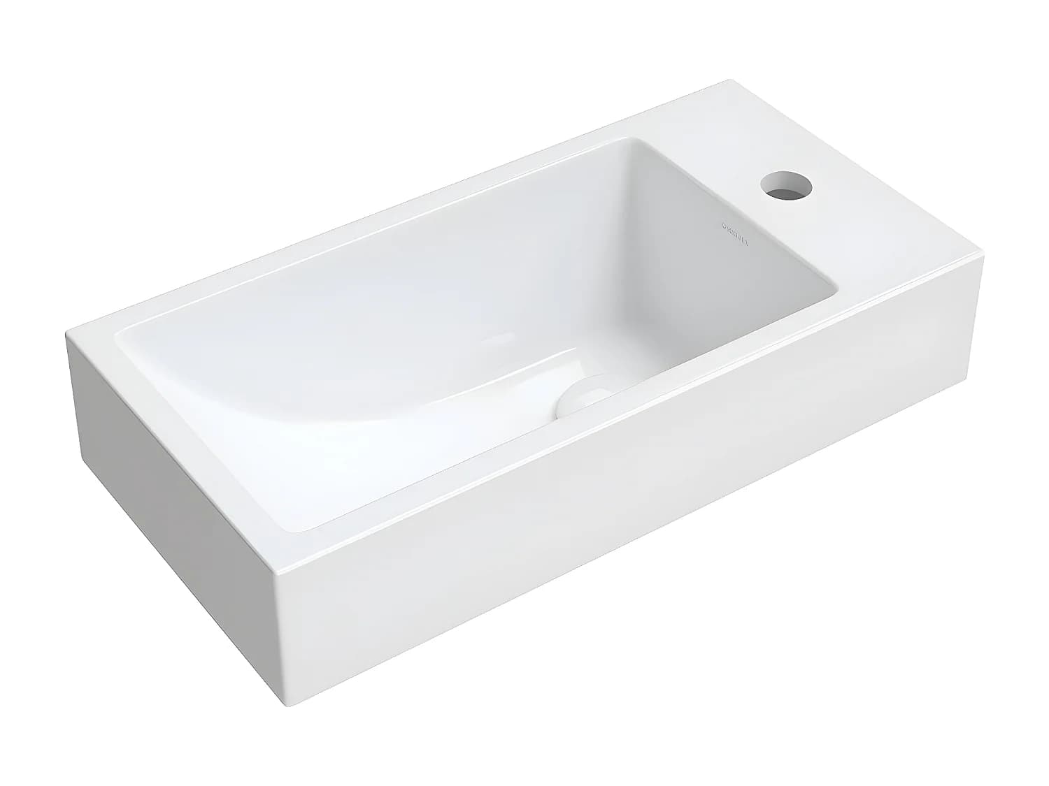 Vasque murale CORFU 50 x 25 cm blanc brillant bonde de vidage incluse