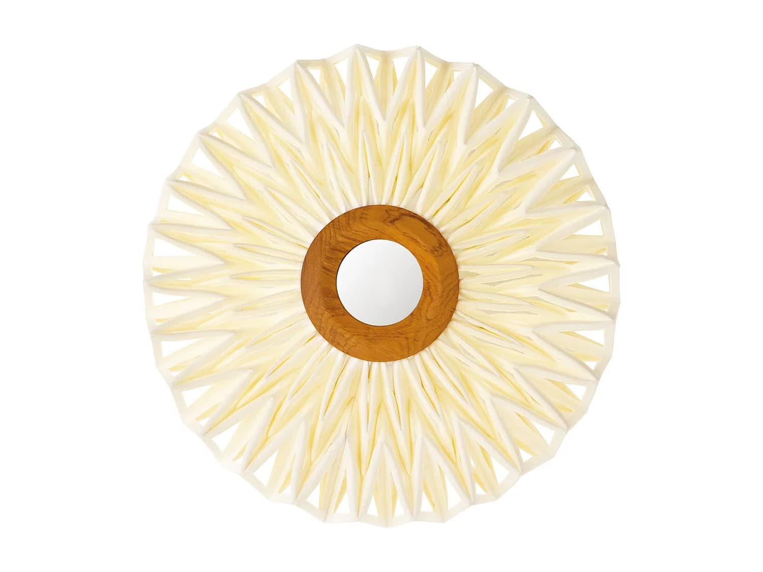 Now's Home - Applique En Lin Blanc Cassé Miroir Au Milieu Dia40cm Matahari