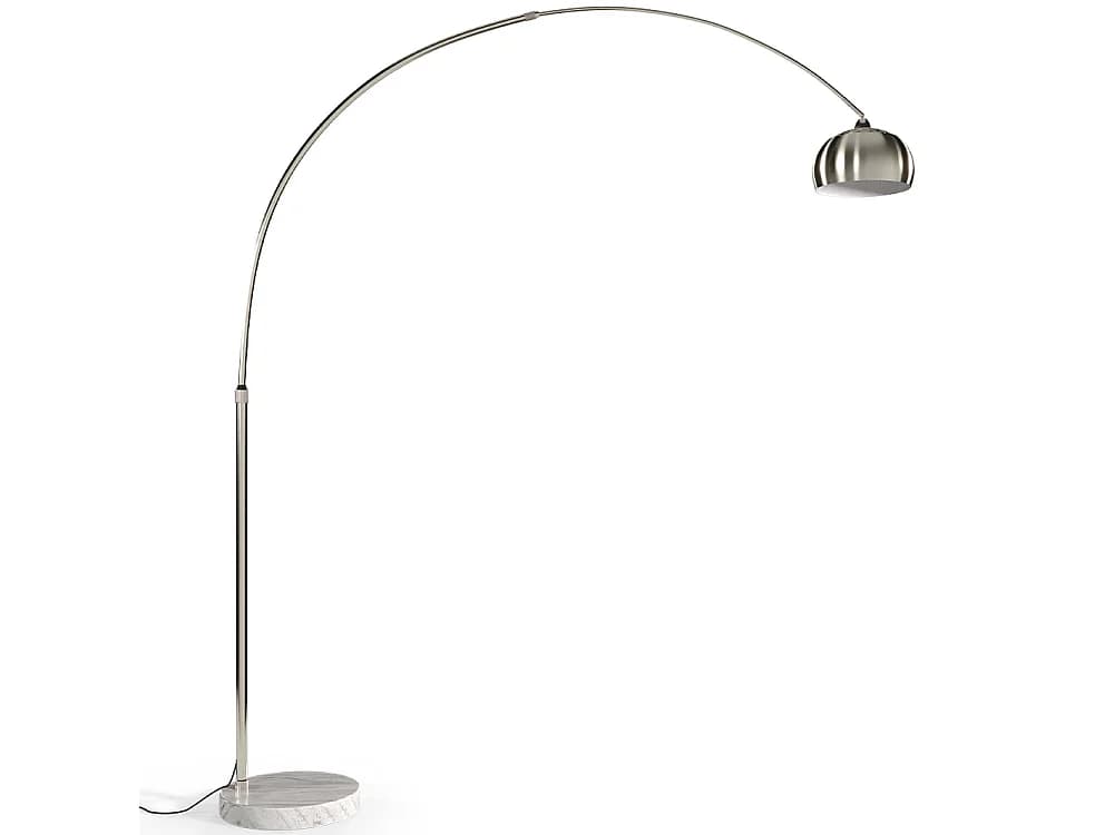 Lampe de sol en métal arqué avec base en marbre rond – Arko Blanc