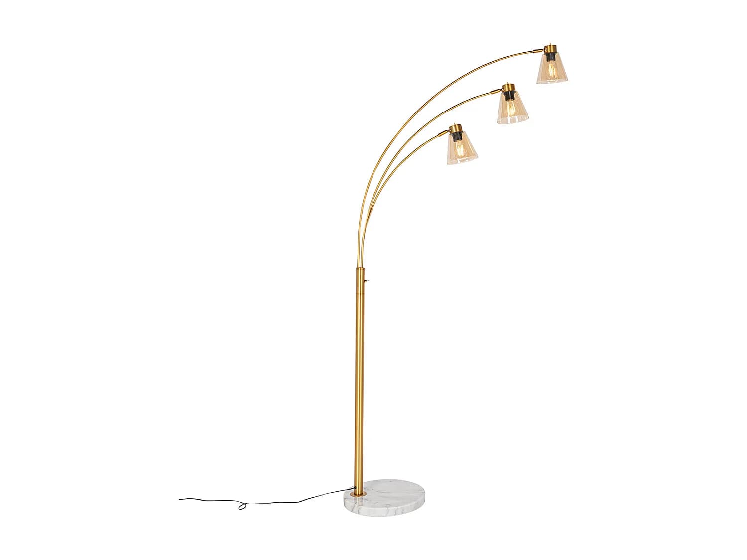 Lampadaire en arc bronze avec marbre et verre ambre 3 lumières - Nina