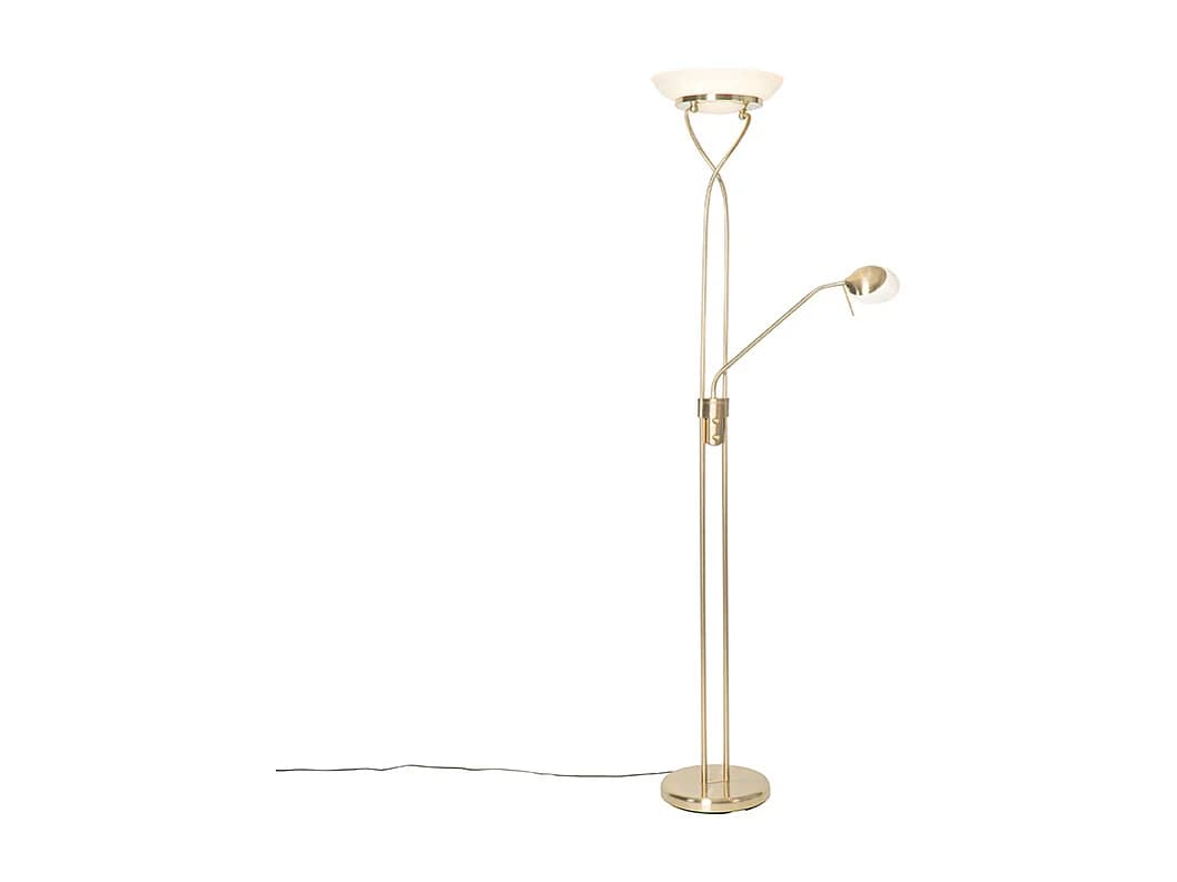 Lampadaire laiton avec LED et variateur avec lampe de lecture - Empoli