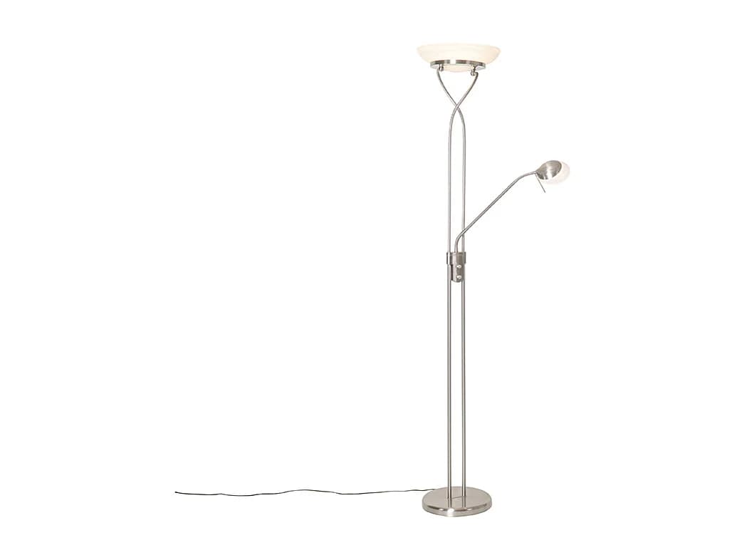 Lampadaire en acier avec LED, variateur et lampe de lecture - Empoli