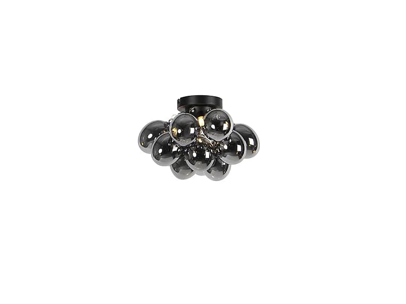 Plafonnier design noir avec verre fumé 3 lumières - Uvas
