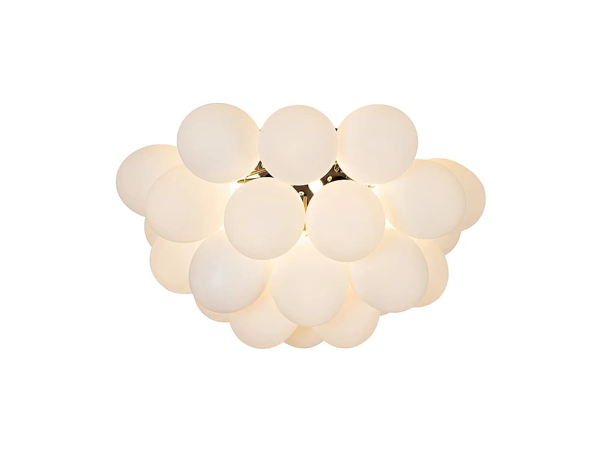 Plafonnier Art Déco noir avec verre opale 6 lumières - Uvas