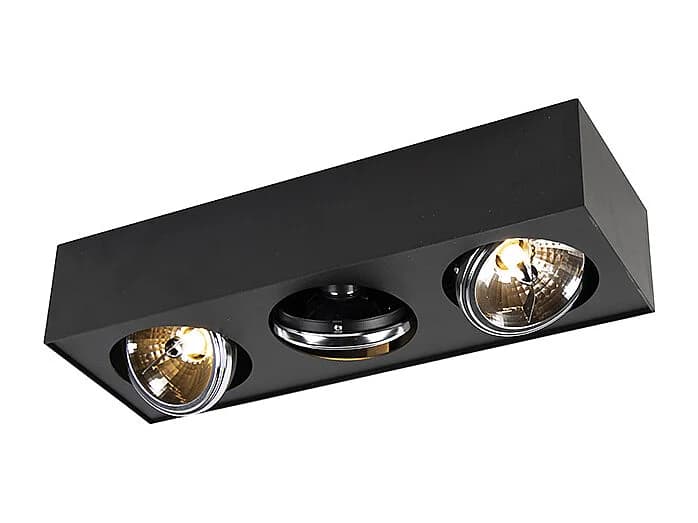 Spot design noir carré 3 lumières - Kaya