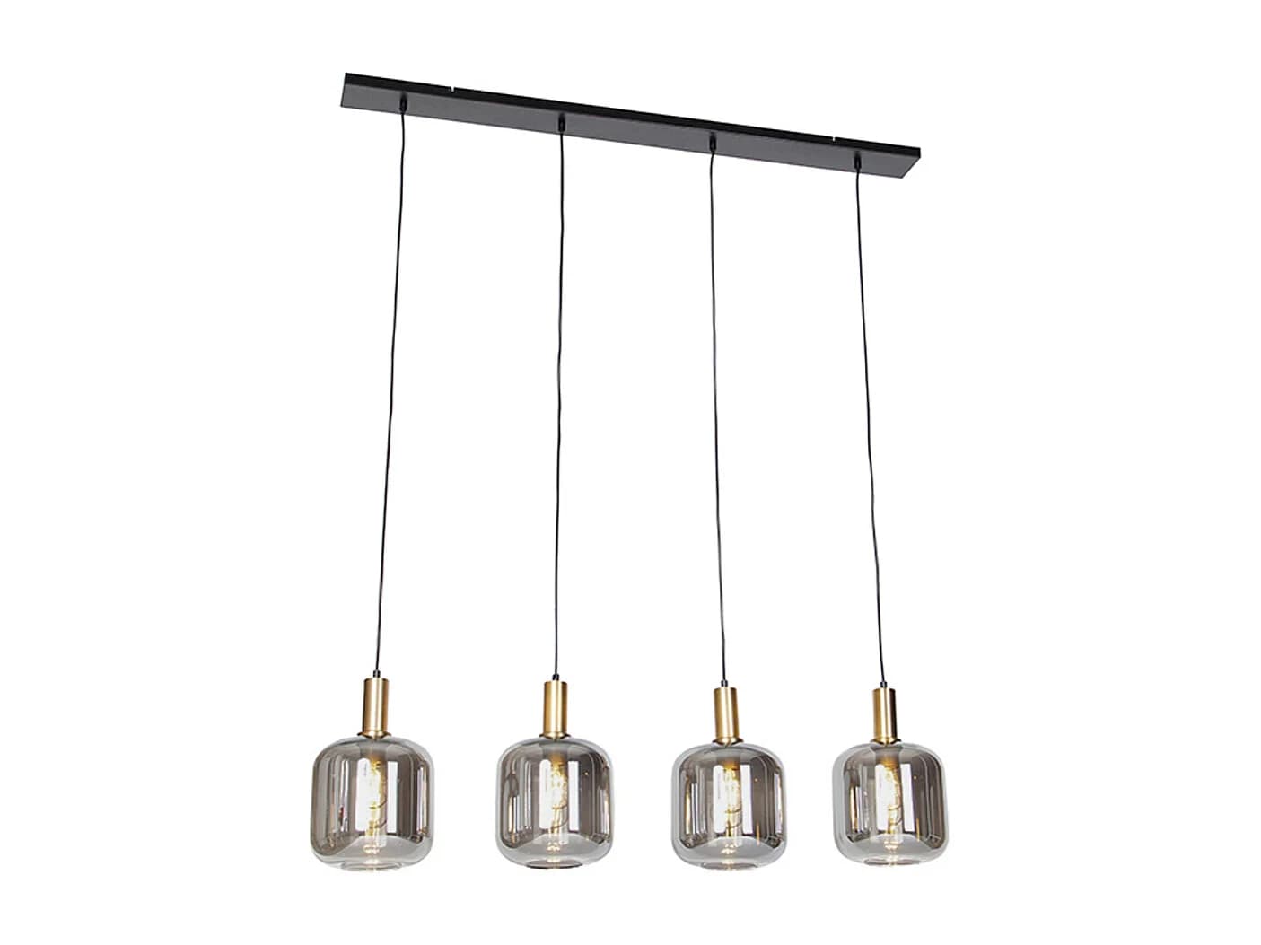Suspension design noire avec verre doré et fumé 4 lumières - Zuzanna